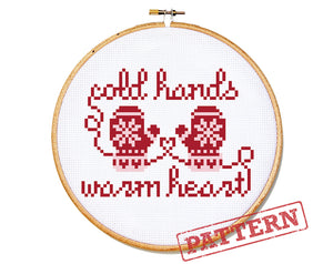 Cold Hands Warm Heart Mittens Cross Stitch Pattern