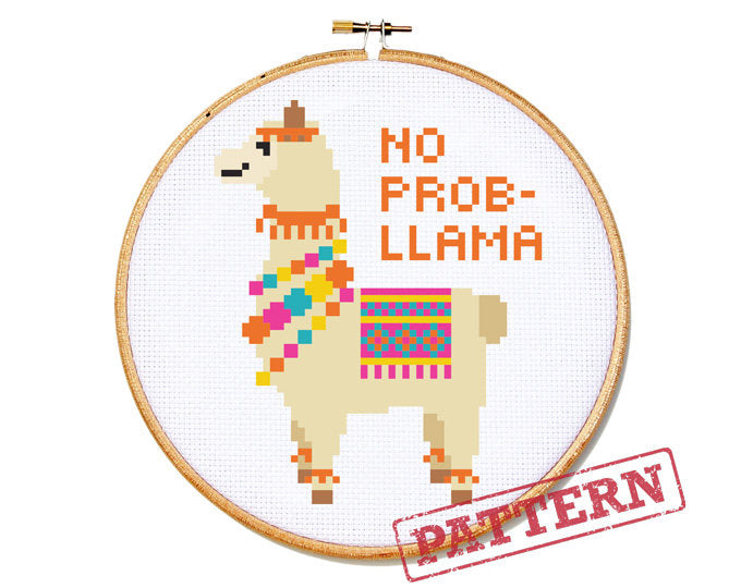Cross Stitch Pattern PDF | No Prob-Llama | The Stranded Stitch cross-stitch-pattern-pdf-no-prob-llama-the-stranded-stitch