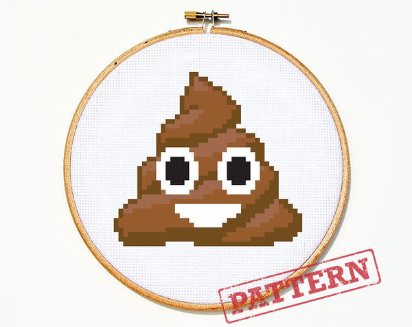 Emoji Smiling Poo Cross Stitch Pattern