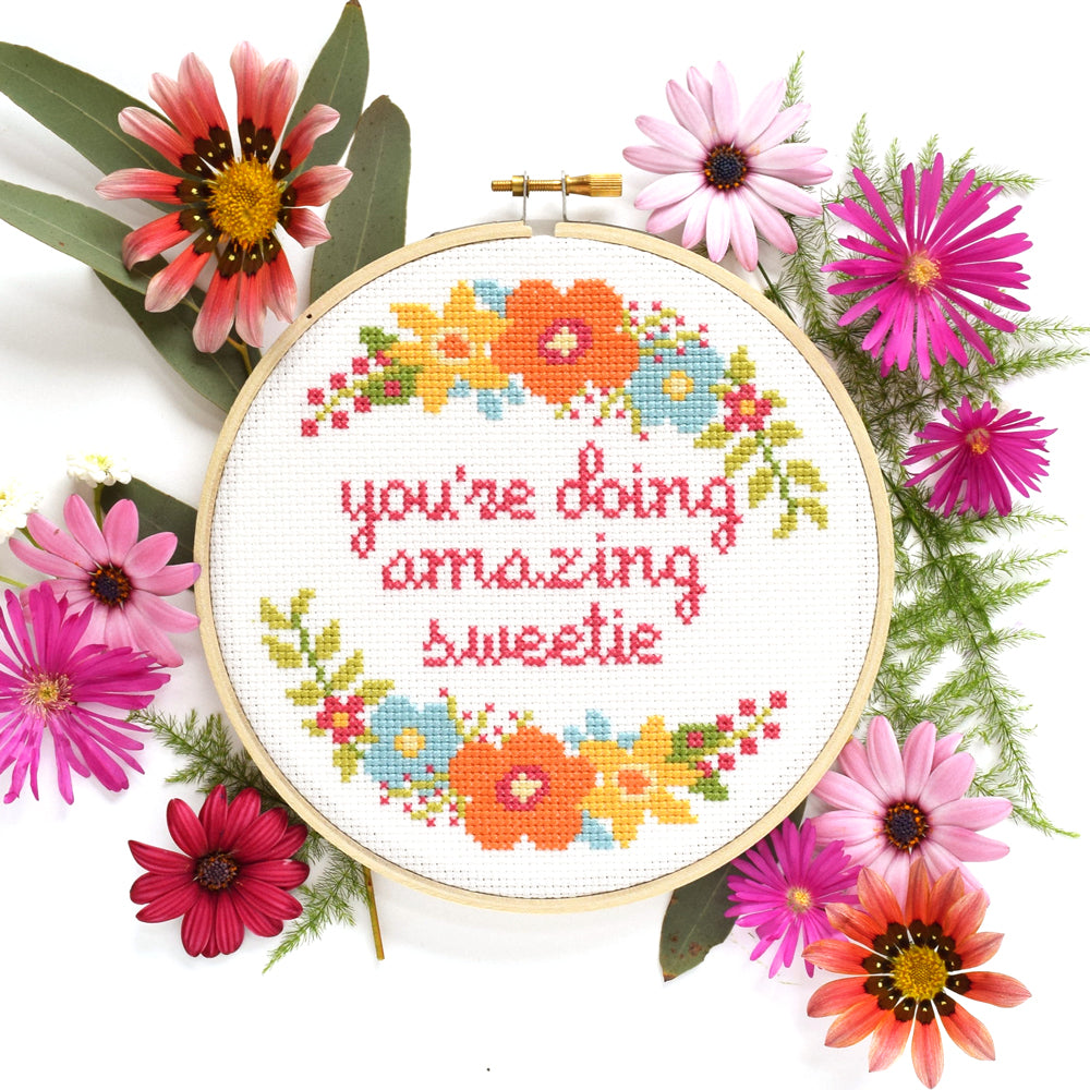 Doing My Best Cross Stitch Kit --- Stranded Stitch – Three Little