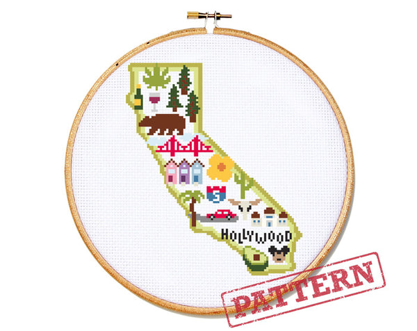 California Map Cross Stitch Pattern