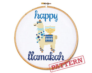 Happy Llamakah Cross Stitch Pattern