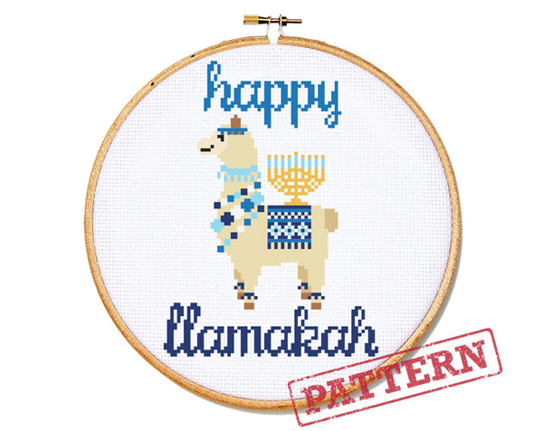 Happy Llamakah Cross Stitch Pattern