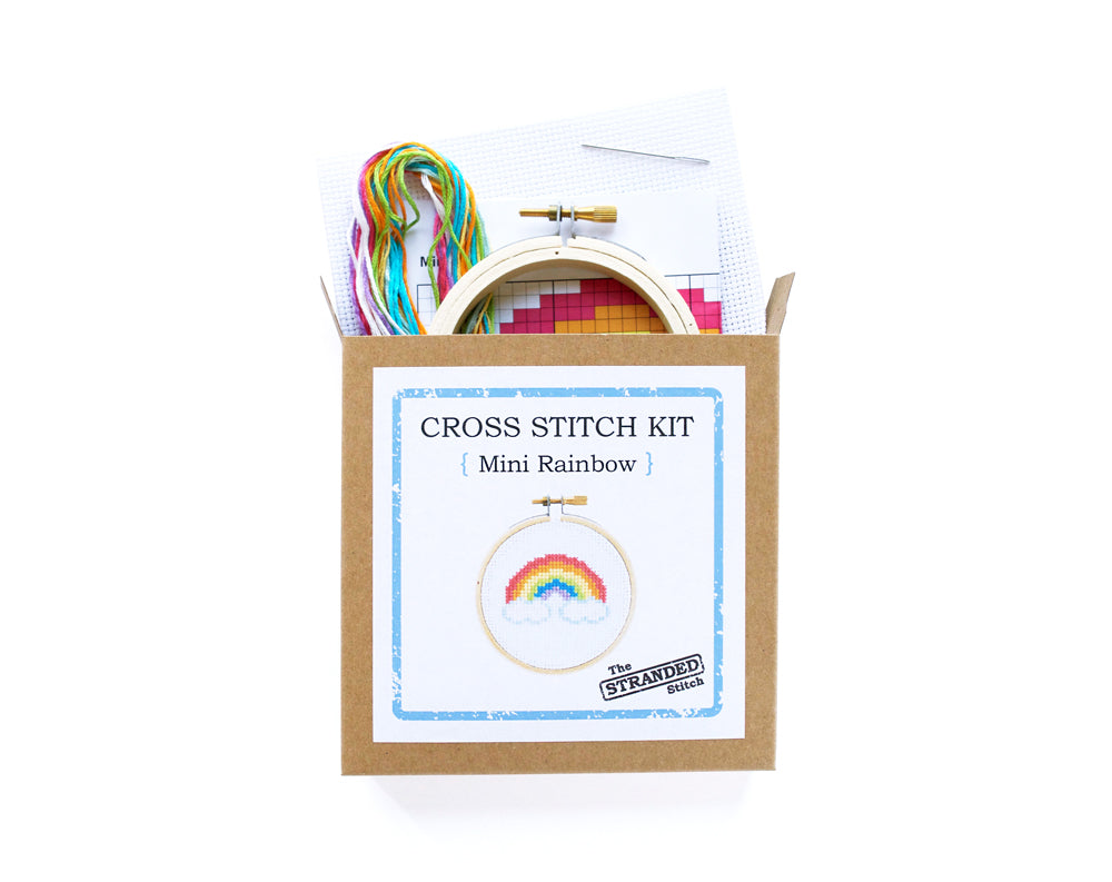 Cross stitch kit - Rainbow cross stitch kit - kids cross stitch kit - DIY  beginners cross stitch kit - Gift for Teacher - Paper Free Version