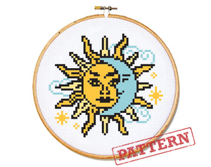 Sun and Moon Cross Stitch Pattern