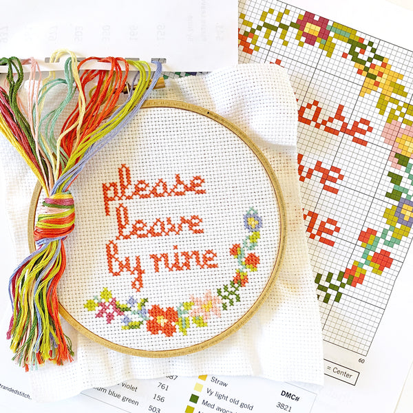 Please Leave By Nine Cross Stitch Kit