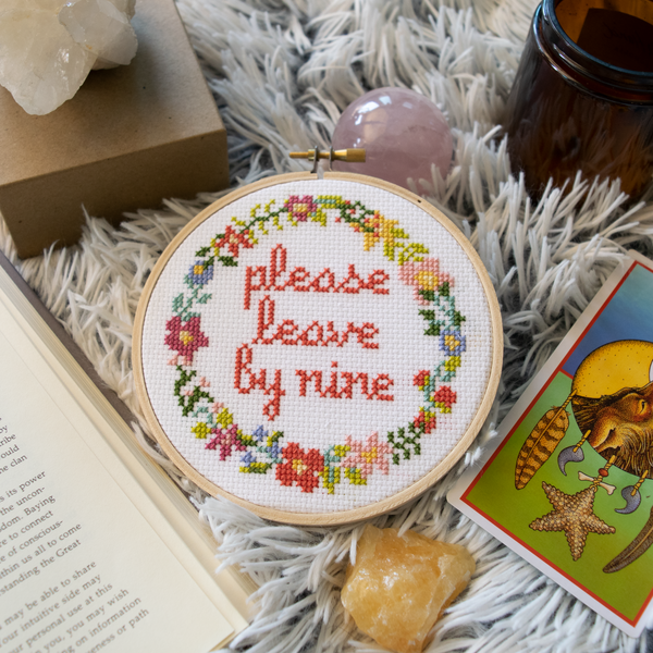 Please Leave By Nine Cross Stitch Kit