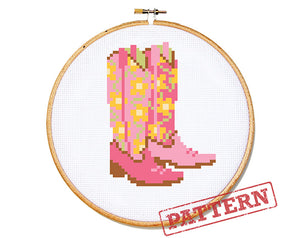 Cowgirl Boots Cross Stitch Pattern