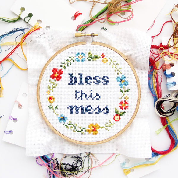 Bless This Mess Cross Stitch Pattern