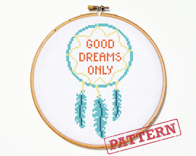 Good Dreams Only Dream Catcher Cross Stitch Pattern