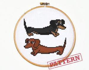 Dachshund Weiner Dogs Cross Stitch Pattern