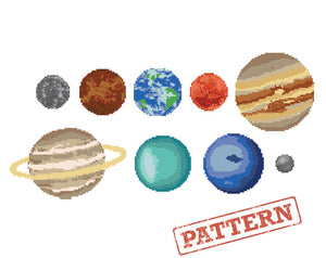 Solar System Cross Stitch Pattern Set of 9