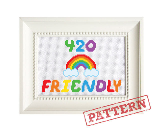 420 Friendly Rainbow Mature Cross Stitch Pattern