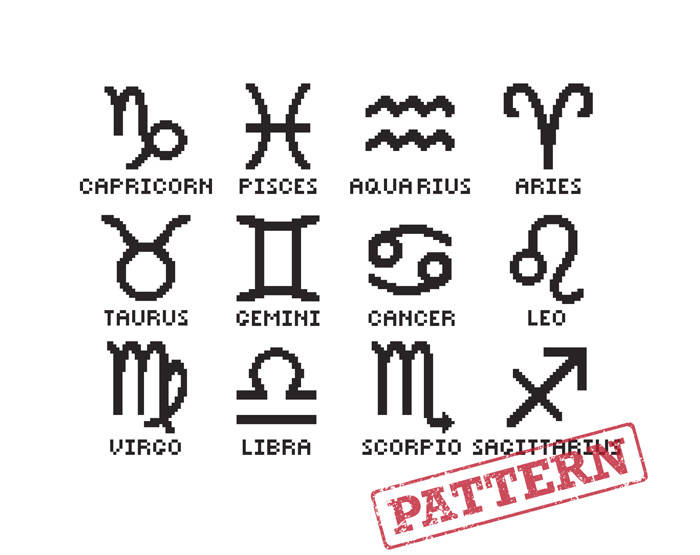 Zodiac Astrological Signs Cross Stitch Pattern