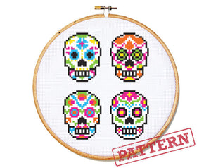 Sugar Skull Day of the Dead Cross Stitch Pattern