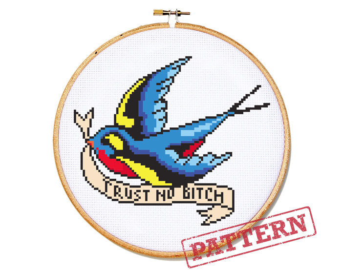 Little Bird Tattoo Cross Stitch Pattern