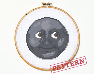 Emoji New Moon With Face Cross Stitch Pattern