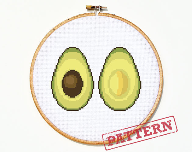 Avocado (large) Cross Stitch Pattern