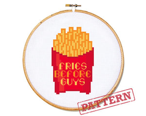 Fries Before Guys French Fry Cross Stitch Pattern