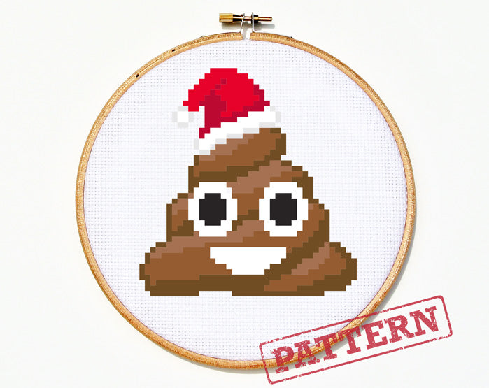 Emoji Christmas Poo Cross Stitch Pattern