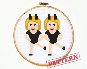 Emoji Dancing Girls Cross Stitch Pattern