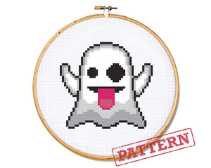 Emoji Ghost Cross Stitch Pattern