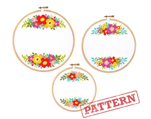 Floral Ornament Borders Set of 3 Cross Stitch Patterns