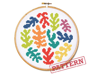 Coral Confetti Matisse inspired Cross Stitch Pattern