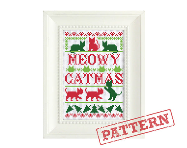 Meowy Catmas Cross Stitch Pattern