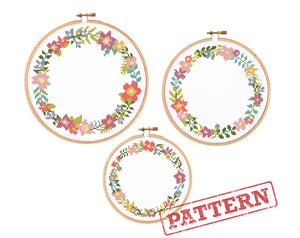 Modern Floral Borders Set of 3 Cross Stitch Patterns