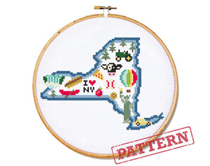 New York Map Cross Stitch Pattern